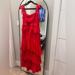 Red ruffle dress